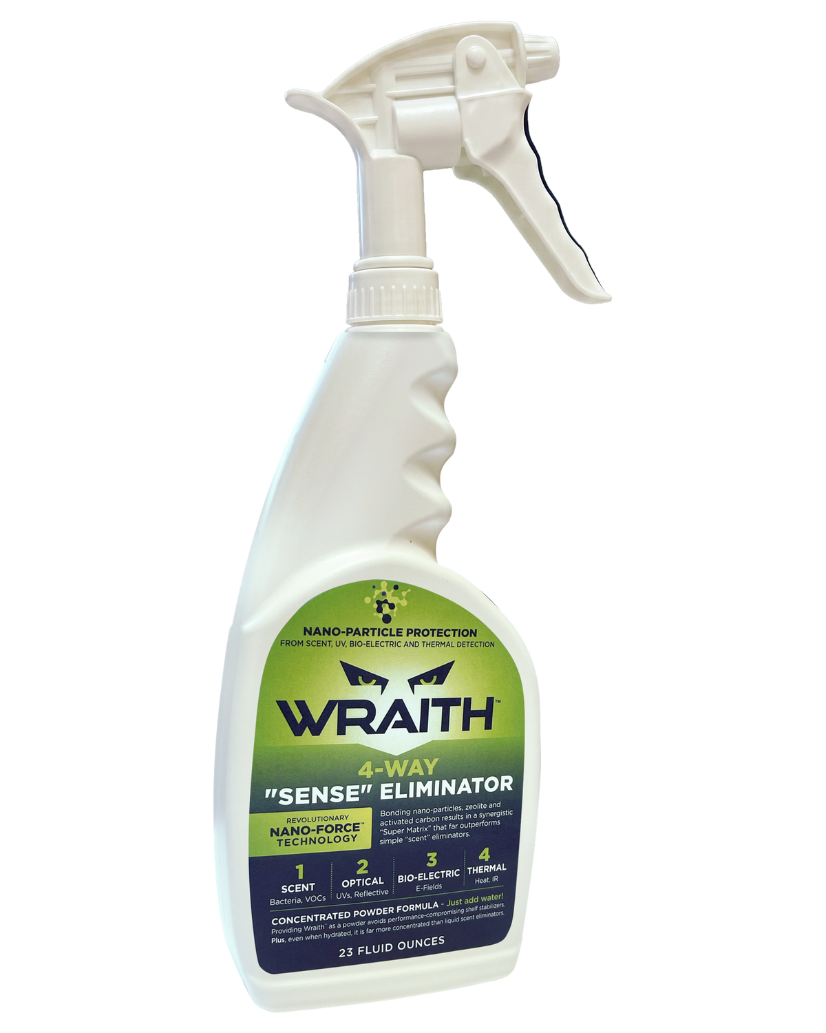 WRAITH 23 oz Spray Bottle with its white trigger sprayer attached, studio product photo